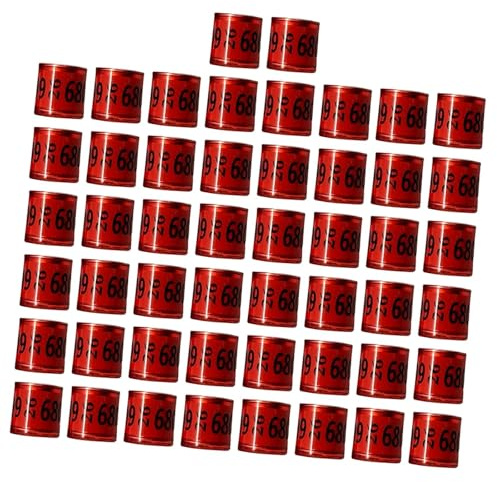 LOVIVER 50 bagues d'identification numérotées pour Pigeons, Outils de Gestion des Oiseaux, bagues pour Pigeons Nains, pinsons, Canards et Poulets, Rouge