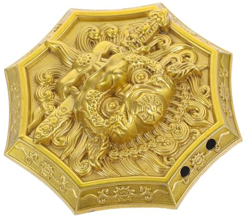 Colgante de Cabeza de León Dorado de Cobre Diseño de Orificio | Estilo Retro y Sencillo, Elaboración Delicada, Pieza de Bricolaje para Colgar en Puerta o Ventana