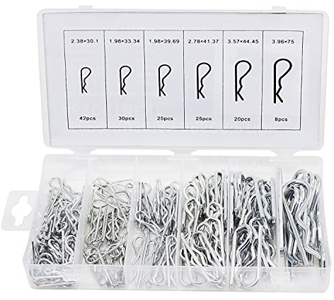 HSeaMall 150PCS Heavy Duty verzinkten Frühling Splint Splinte R Clips 6 Größe Haar Pin Hitch Pin Sortiment Kit