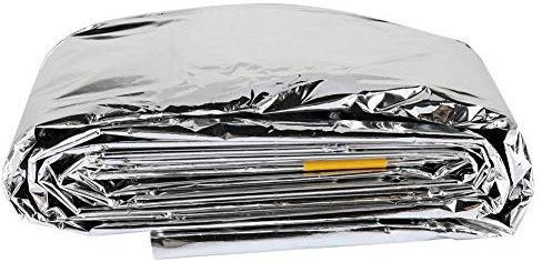 Saco de dormir al aire libre, manta de rescate de aislamiento térmico de aluminio, manta de espacio plegable con protector solar para escalar montañas, senderismo, aventura al aire libre