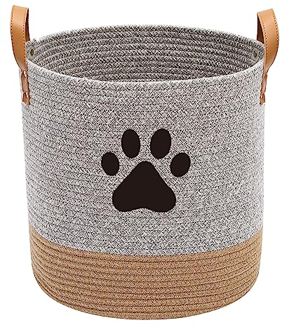 Morezi Panier Rond pour Animaux de Compagnie, Panier à Linge, adapté pour Ranger Les Jouets pour Chiens, vêtements pour Chiens et Autres Fournitures pour Animaux de Compagnie-Gris Khaki
