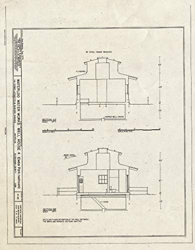 Historic Pictoric : Blueprint HABS Iowa,7-WATLO,3- (Sheet 5 of 5) - Waterloo Water Works, Well House 4, Fairview & Lafayette Avenue, Waterloo, Black Hawk County, IA 11in x 14in