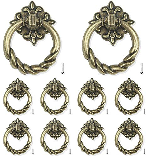 JINXM 10 Stück Vintage Moebelgriff Alte Tür Schrank Knöpfe Möbelgriffe Messing Vintage Türgriffe Alte Griffe für Kommode Kommode Antiken Weichholz Schrank mit Schrauben