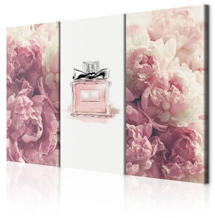decomonkey Bilder Blumen Rose 60x40 cm 3 Teilig Wandbild Groß Leinwandbild XXL Deko Wohnzimmer Schlafzimmer Büro Wanddeko Leinwand Pictures For Wall Poster Wall Painting Perfum Pfingstrose