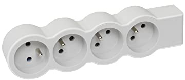 LEGRAND - Multiprise Extra-Plate à Câbler - 4 Prises avec Terre - Livrée Sans Cordon/Sans Fiche - Blanc et Gris Clair
