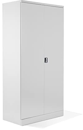 Schrank & Stuhl XL Werkzeugschrank – Werkstattschrank mit 4 höhenverstellbaren Fachböden, Stahlschrank für Werkzeuge, 195 x 92 x 50 cm (H x B x T), Weiß