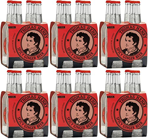 Thomas Henry Spicy Ginger Beer - überraschend scharf - (6 x 4 x 0,2 l Glas MW) 6er Set Ingwerlimonade zum Mixen deiner Longdrinks und Cocktails wie Moscow Mule mit Vodka & Co.