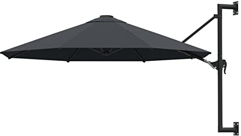 Chusui Sonnenschirm Wandmontage mit Metallmast, Balkonschirm, Balkon Schirm, Angelschirm, Gartensonnenschirm, Garten Schirm, 300 cm Anthrazit