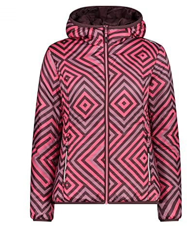 CMP - Chaqueta reversible de mujer con capucha fija, Plum-Blush-Rosa Fluo, XXXL