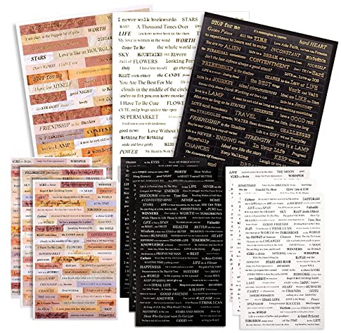 Small Talk Stickers, 12 Pieces Vintage Scrapbook Stickers Accessories Set, 941 Pieces Hot Stamping Washi Scrapbook Stickers, Bullet Journal Accessories for Bullet Journal Scrapbooking Etc