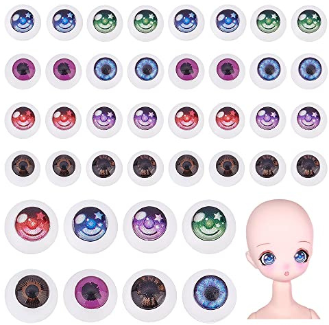 PandaHall 80 Augäpfel 10 mm Acryl Bastelaugen 8 Farben Realistische Menschliche Augen Hohle Augäpfel Bärenaugen Für Halloween Party Amigurumi Dekor Skulpturen Requisiten Puppen Schmuckherstellung