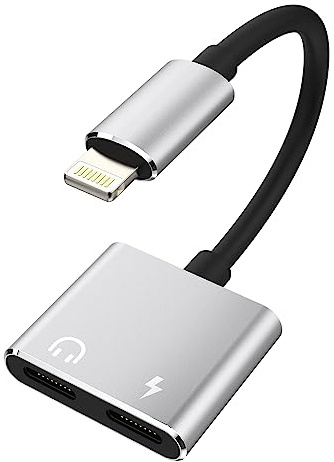 Dual Lightning Jack Dongle Splitter(2 in 1)iPhone Headphone Adapter Apple MFI Certified Audio Charge Charger Aux Cable Connector for 14 13 12 11 Pro Max Mini 7 8 X Xs Xr Ipad Air Earbud Cord Converter