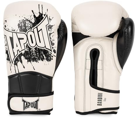 Tapout Boxhandschuhe aus Leder (1 Paar) Bandini, Ecru/Black, 16 oz, 960007