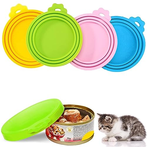 chenqi 4pcs Universal Silicone Tin Can Lids, Can Covers for Pet Food, Dog Cat Food Storage Can Tin Covers Lid BPA Free
