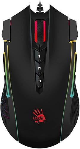 BLOODY J90s RGB Gaming Mouse, High Precision 8000 CPI, 150 IPS, 25g Acceleration, 12 Customizable Buttons, Ambidextrous
