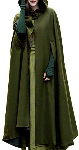 Masrin Umhang Damen Herbst Winter Maxi Lose Mantel Poncho Kap Strickmantel Longstrickjacke Trenchcoat Outwear Cardigan Mittelalterliche Vampir Hexen Gothic Cosplay Halloween Kostüm Robe mit Kapuze
