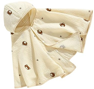 Cape de Protection Solaire pour bébé, Légère, Facile d'entretien, en Coton, Douce pour la Peau, pour Enfants, Filles d'été (Tête d'ours)