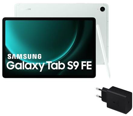 Samsung Galaxy Tab S9 FE - Tablet + Cargador, 256 GB, Wifi, S Pen incluido, Batería de Larga Duración, Clasificación IP 68, Verde Menta (Versión Española)