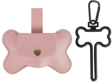 Hundekotbeutel Halter, Knochenförmiger PU Hundekotbeutel Dispenser, Haustier Kotbeutelspender mit Kupferschnallenhaken für Spaziergänge Im Freien, Reisen