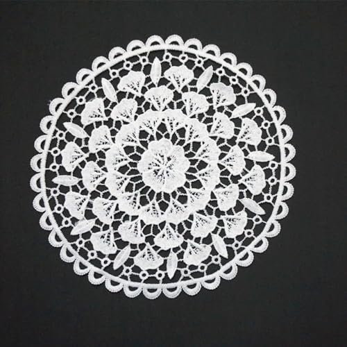 8 Stück weiße Spitze Runde Stickerei Tischset -Handgehäkelten Deckchen Baumwolle Spitze Untersetzer Häkeln Tischdecke Spitzendeckchen Gestickte Tischläufer für Küche,Esszimmer,Dreamcatcher Dekoration