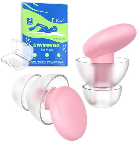 Fitciz Swimming Ear Plugs for Kids (Age 10+), Earplugs Swimming with Delicate Case, Reusable Comfortable Waterproof Silicone Ear Plugs for Swimmer (Size Small, Pairs*2)
