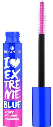 Essence Cosmetics Máscara de pestañas voluminizadora I LOVE EXTREME BLUE crazy volume, de larga duración, curvar, Volumen extremo, color intenso, 12 ml