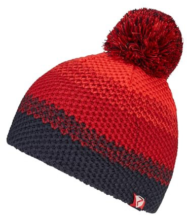 Ziener Kinder ISHI Mütze | warm, gestrickt, dreifarbig, red Salsa, S