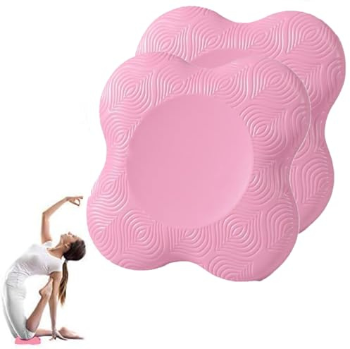 Coussin de genou yoga, yoga antidérapant, genouillère de yoga 20 x 20 cm, tapis de genouillère, protection de genou de yoga soutient le genou (rose), lot de 2