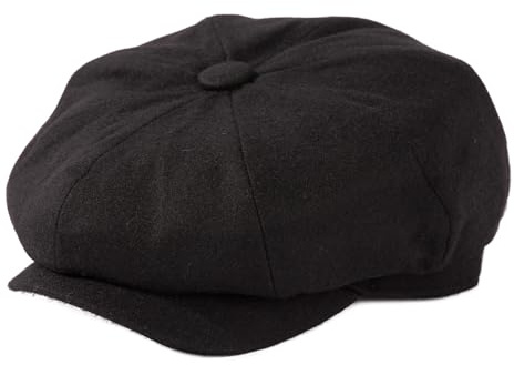 TOP-EX L/XL/XXL Merinowolle Schiebermuetze Herren 8 Panel Peaky Fischgräten Tweed Retro Schiebermütze Schlägermütze Gatsby Cap Warme Wintermütze Vintage Golf Fahrermütze Schwarz XXL