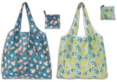 KGDUYC 2 bolsas de compras reutilizables, bolsas de compras con tapa ecológicas, bolso floral, bolsa de transporte plegable, adecuada para compras, compras, trabajo