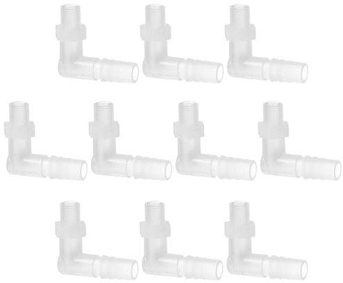 PATIKIL Raccord en coude en Plastique de 10 pièces, raccord en L de 1/8 G x 3/8 pour Tuyau barbelé, connecteur de Tuyau en Plastique pour gaz, Carburant Liquide et air.