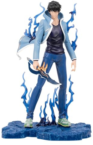 Total Anime KAZ0124 - Jinwoo – Solo Leveling - 23 cm große Figur, Sammlerstatue in Action-Pose auf Acryl Sockel, Blau/Schwarz
