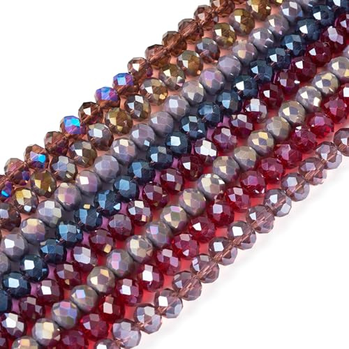 FASHEWELRY 500 perline sfaccettate in vetro elettroplaccato a rondelle, 8x6 mm, perline rotonde di cristallo per la creazione di gioielli fai-da-te, collane, bracciali