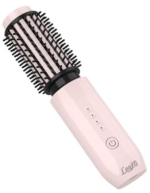 Leeko Thermal Brush kabellos, rotierende Haarbürste, 40 mm, 4 Temperaturen, tragbare elektrische Haarbürste mit Typ-C-Ladekabel (Rosa)