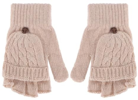 GALPADA Guantes Sin Dedos Mujer De Lana Mitones Mujer Lana Convertibles Con Funda De Manoplas Cálidos Y Ligeros Para Invierno Uso Diario Y Actividades Al Aire Libre