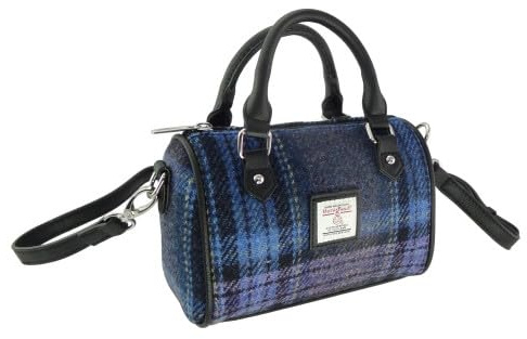 Glen Appin Harris Tweed 'Kilbride' Mini Bowling tygväska (col 143 blå och lila)