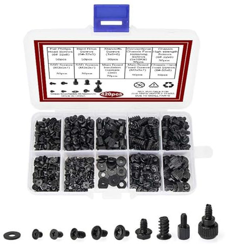 420pcs Black PC Screws Desktop Computer Chassis Motherboard Screw Set Accessories, Computers, Components & Accessories