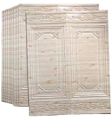 Janmobrian 3D Wandpaneele,Wandpaneele 5 Stück 3D-Wandaufkleber, 70 x 90 cm, Schaumstoff-Tapete, Wandrock, wasserdicht, selbstklebend, renoviertes weißes Wandpaneel(70x90cm-5pcs3)