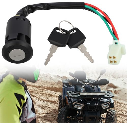 Interruptor de Encendido de 4 Cables Llaves para Moto, Compatible ATV, Quad, Dirt Bike y Scooters Eléctricos de 50cc a 250cc, Compatible para Modelos TaoTao, Sunl, Kazuma, Fácil Instalación