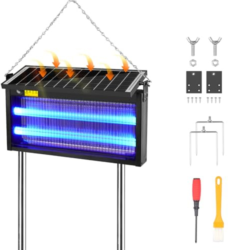 Solar Insektenvernichter Elektrisch, 2 in 1 Wiederaufladbare 4500V Mückenlampe mit USB Kabel, wasserdichte Outdoor Mückenlampe Ideal für Haus, Garten, Terrasse, Camping