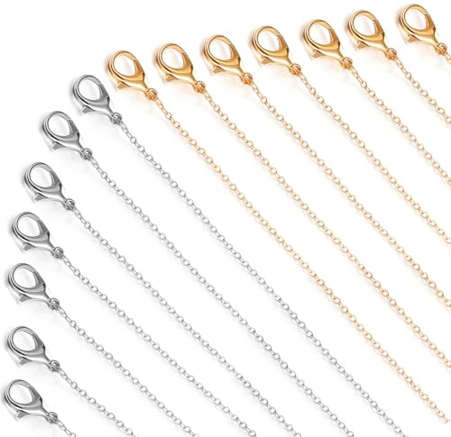 YBEATY 40 Pack Necklace Chains Bulk Gold and Silver Plated DIY Cable Link Chains for DIY Jewelry Making Supplies Jewelry Making Accessories (19 Inches)