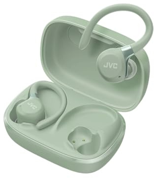 Fitness Series True Wireless Sports Headphones with Adjustable Headphones, Active Noise Cancelling, Ambient Mode, IP57, 40 Hour Battery Life, App EQ, Low Latency, Microphone - JVC HA-EC75T-G Green