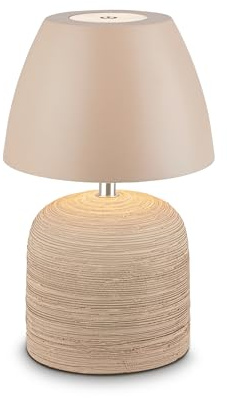 BRILONER - LED Tischlampe kabellos IP44 mit Touch, dimmbar, Keramikfuß, Nachttischlampe, Leselampe, LED Lampe, Dekolampe, Tischleuchte, Akkulampe, Outdoor Lampe, 13,5x22 cm, Beige