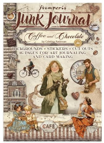 Stamperia - Junk Journal Stickers, Cut-Outs, and Backgrounds for Scrapbooks, Albums, Card Making, Bullet Journalling and More, Perfect for Hobbies, Crafts, and Gifting (Coffee and Chocolate)