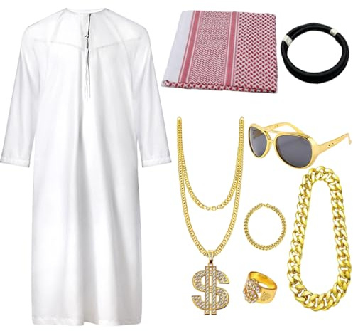 Arabisches Kostüm-Set, Naher Osten, Kostümzubehör, für Halloween, Cosplay, Rollenspiele, Karneval, Weihnachten, Bühnenaufführung