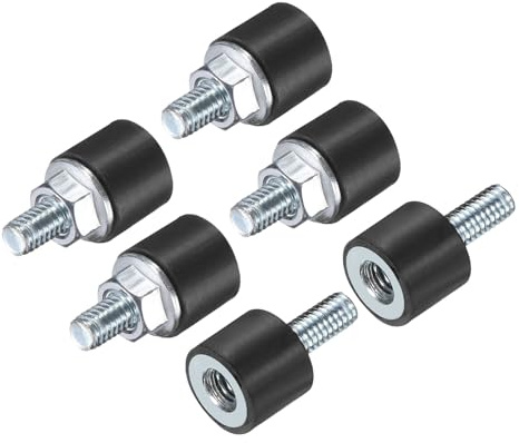 QUARKZMAN 6 Stück M4x10mm Gummi-Isolatoren Mit Gewindestangen 10x8mm Männlich Weiblich Vibrationsdämpfer Verzinkte Zylindrische Gewindeträger Mit 6 Stück M4 Kontermuttern