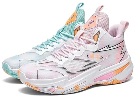 Le Scarpe da Basket in Mesh Uomo Sono Sportive Casual Traspiranti, Antiscivolo, Resistenti all'Usura, ammortizzanti Scarpe da Passeggiata(Pink Green,41 EU)