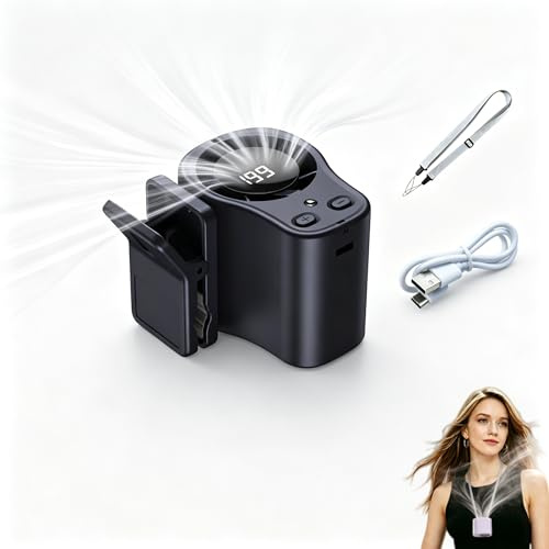 Dyiouxin Mini ventilador,2026 New 4 en 1 ventilador portátil con clip pequeño,recargable por USB,silencioso,pantalla LED,ideal para estadios,conciertos,Piqueniques,Backpacking (Grey-Black)