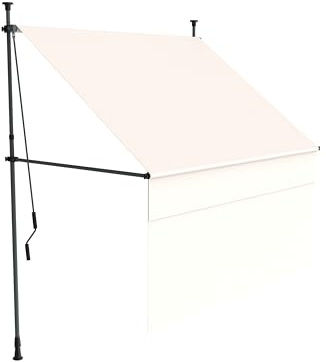 Canopée Store Banne Manuel Rétractable avec Manivelle, Auvent de Terrasse sans perçage, Protection Solaire Réglable pour Balcon, Terrasse, Jardin (Beige, 2m x 1.8m)