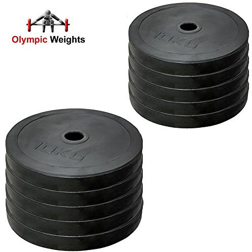 MAXSTRENGTH Gummi Gewicht Teller Disc Olympischen 5,1 cm 5 cm Loch Home Gym Krafttraining Fitness Training 20 kg, 40 kg, 60 kg, 80 kg, 100 kg Sets (10 kg x 8 = 80 kg)